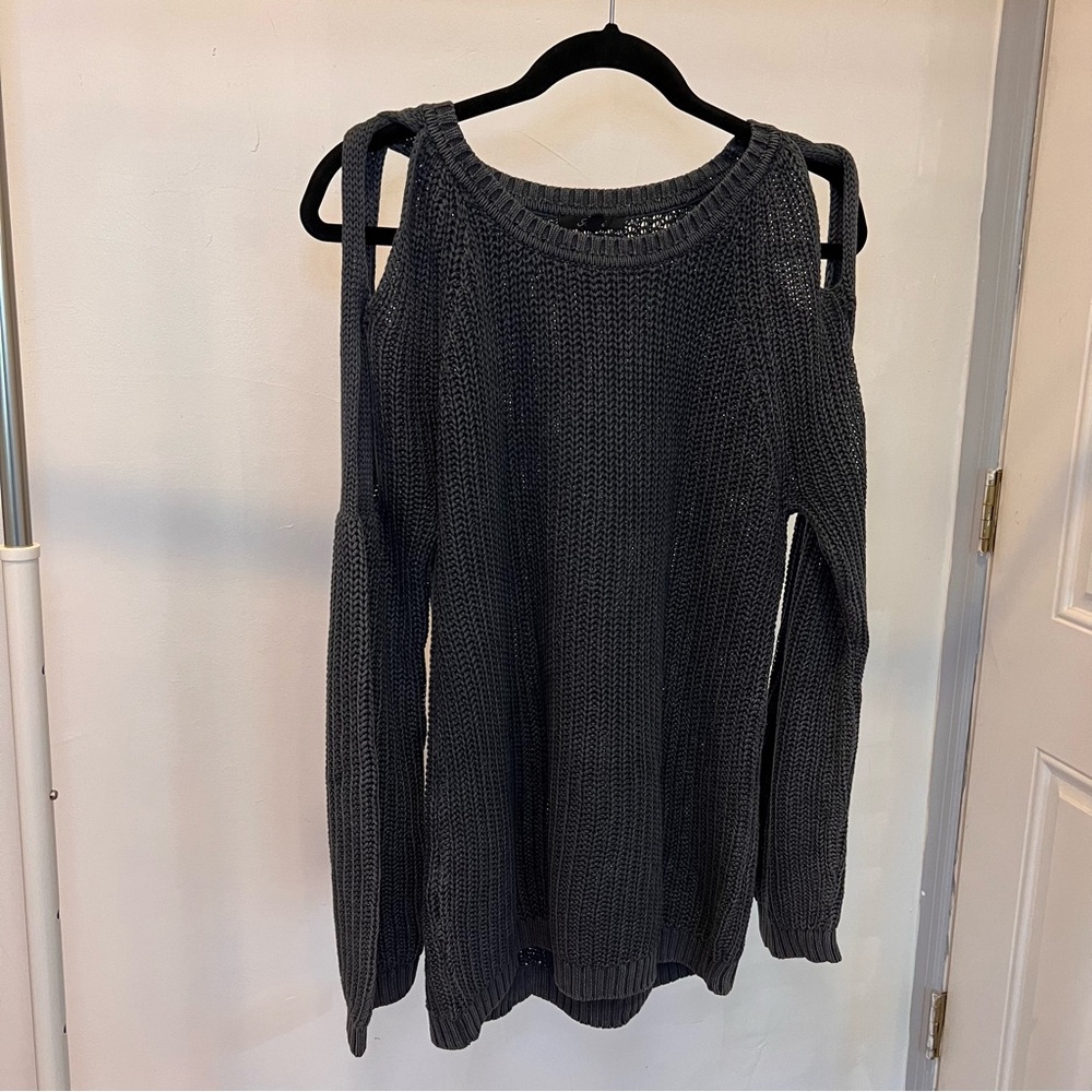 Mavi knit cross cutout charcoal sweater  Size Large